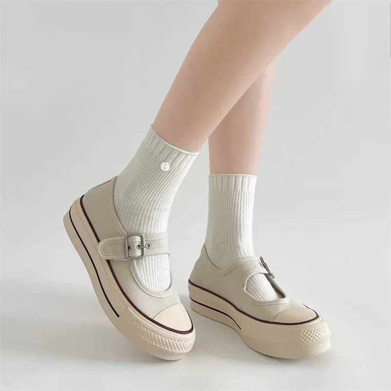 Damen Modische Mary Jane Schuhe mit verstellbarem Riemen und weicher Sohle EB