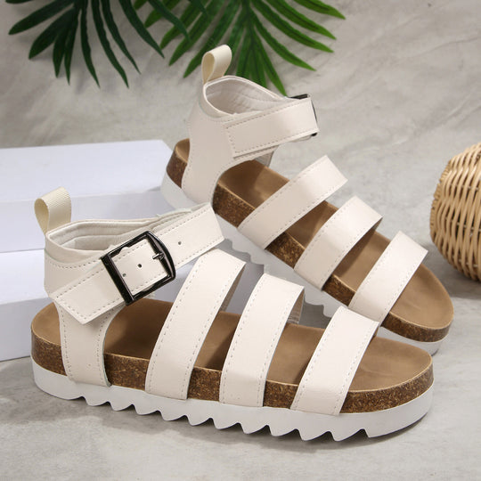 Damen bequeme Sandalen mit verstellbarem Riemen und komfortablem Fußbett EB