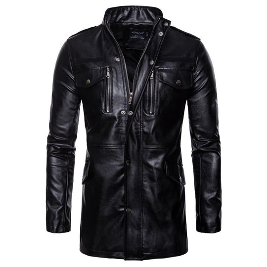 Herren Lederjacke mit Zipper-Taschen