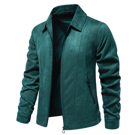 Herren Kunstlederjacke mit strukturiertem Design und seitlichen Reißverschlusstaschen EB