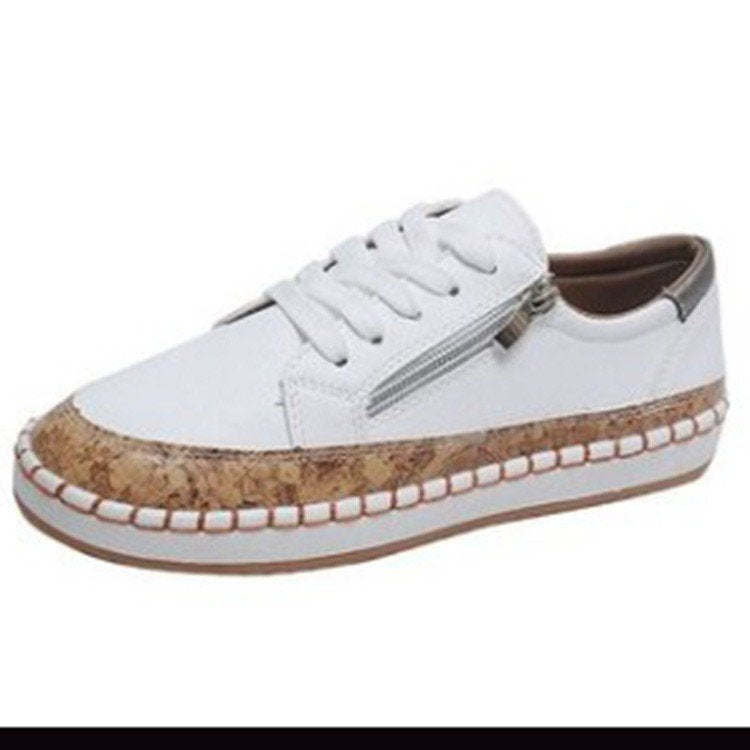 Damen modische Sneakers mit elegantem Reißverschluss und Korksohle EB