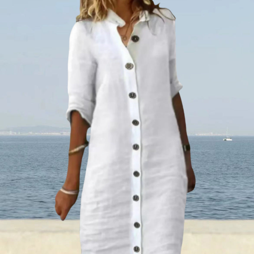 Damen Hemdblusenkleid mit Knopfverschluss und einem lässigen Schnitt EB