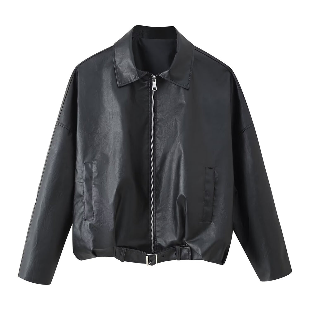 Damen Künstliche jacke mit hohem Kragen und praktischen Taschen EB