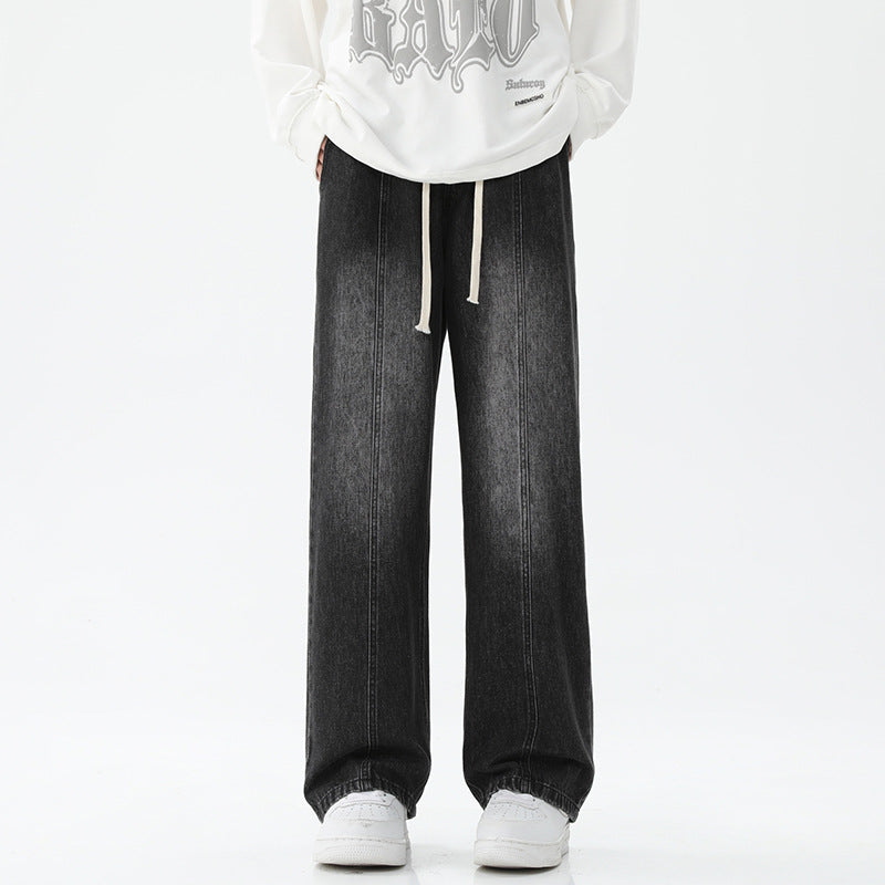 Damen weite Denim-Hose mit verstellbarem Bund und modernem Schnitt EB