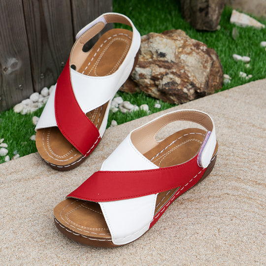 Damen  orthopädische Keilsandalen mit Memory-Foam und verstellbarem Fersenriemen EB
