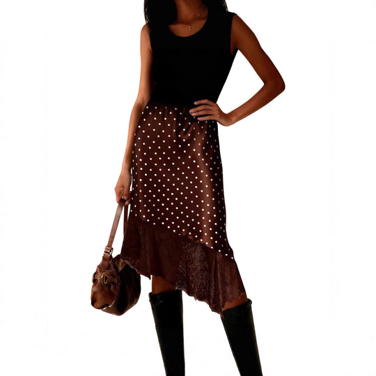 Damen Satinrock mit Spitze und asymmetrischem Saum EB