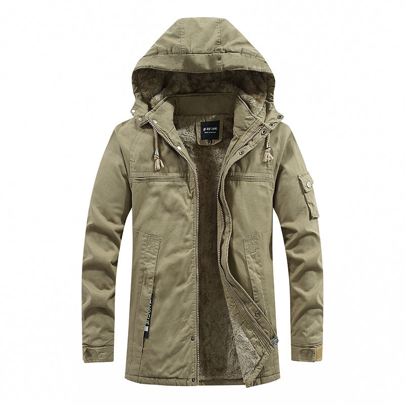 Herren Fieldparka aus robustem Canvas mit wärmender Teddyfleece‑Innenlage und Ärmeltasche EB