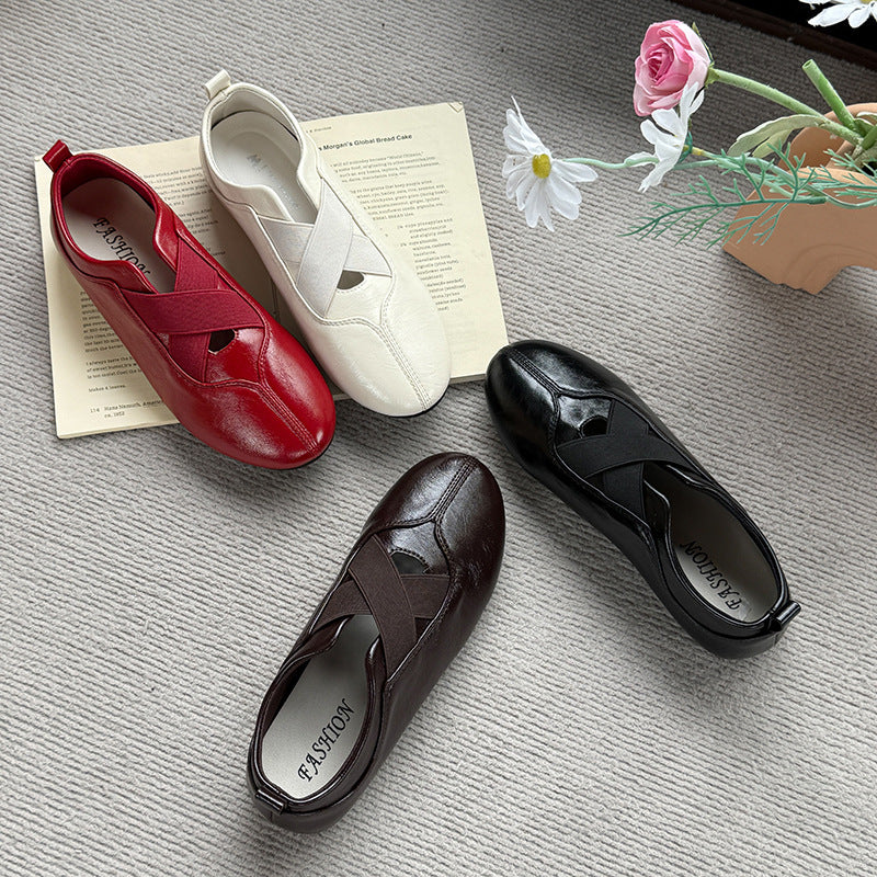 Damen elegante und bequeme Ballerinas mit raffinierter Gummizug-Ästhetik EB