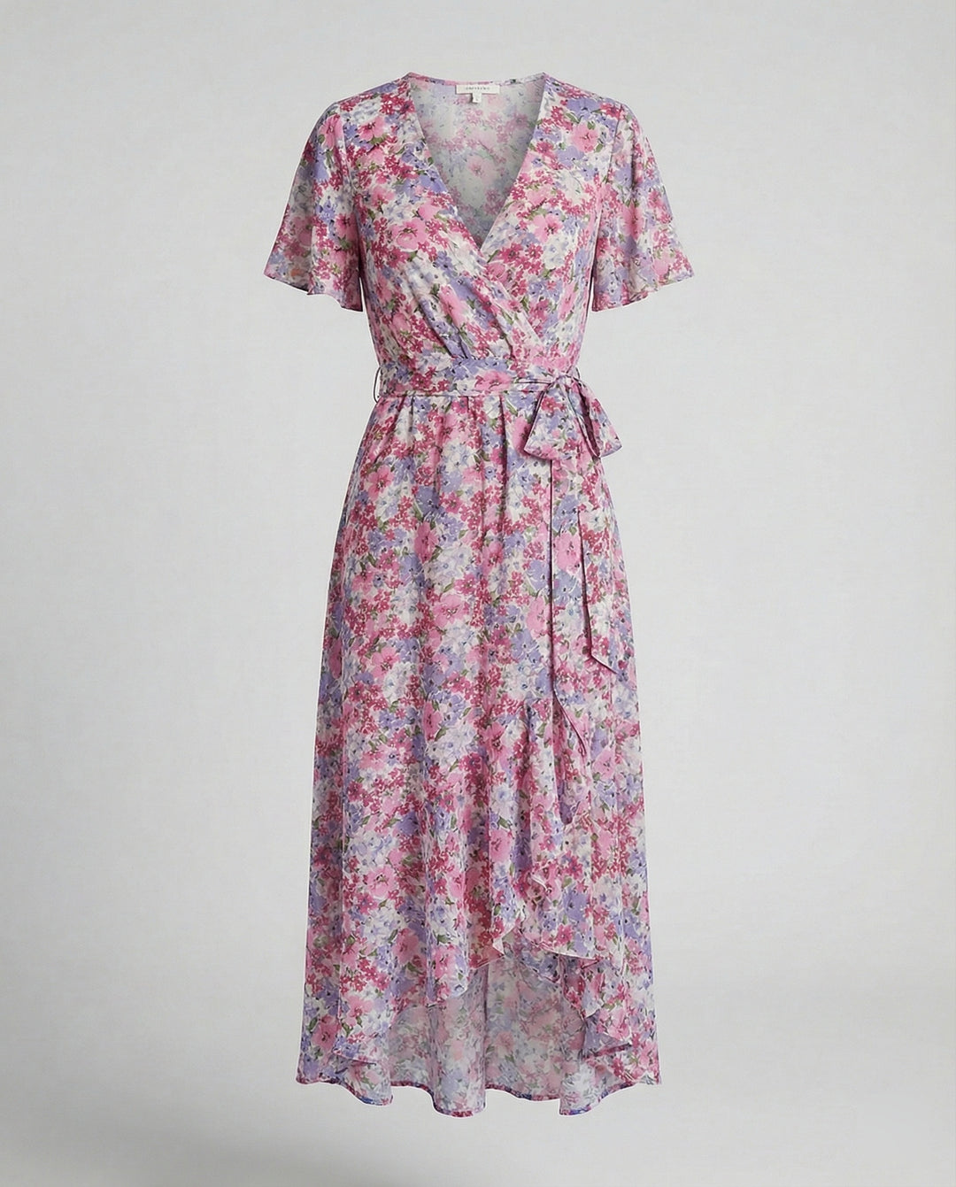 Damen Blumenkleid Midi mit Gürtel