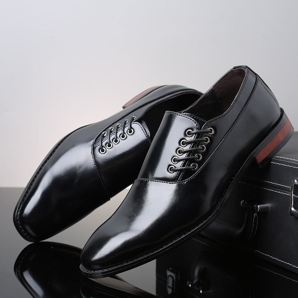 Damen Elegante Hochglanz-Leder Schnürschuhe mit modischen Akzenten EB