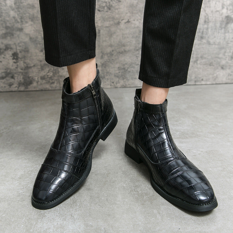 Damen elegante Schnürstiefeletten mit modischem Krokodilmuster EB