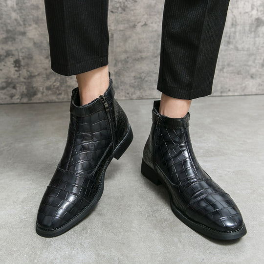Damen elegante Schnürstiefeletten mit modischem Krokodilmuster EB
