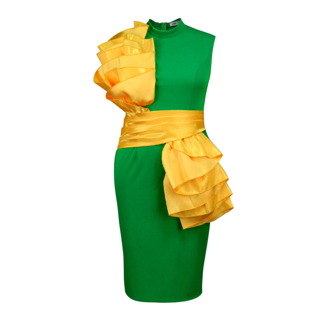 Damen elegantes Kleid mit extravaganten Rüschenelementen EB