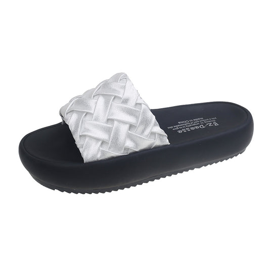 Damen elegante Clogs mit geflochtenem Obermaterial und rutschfester Sohle EB