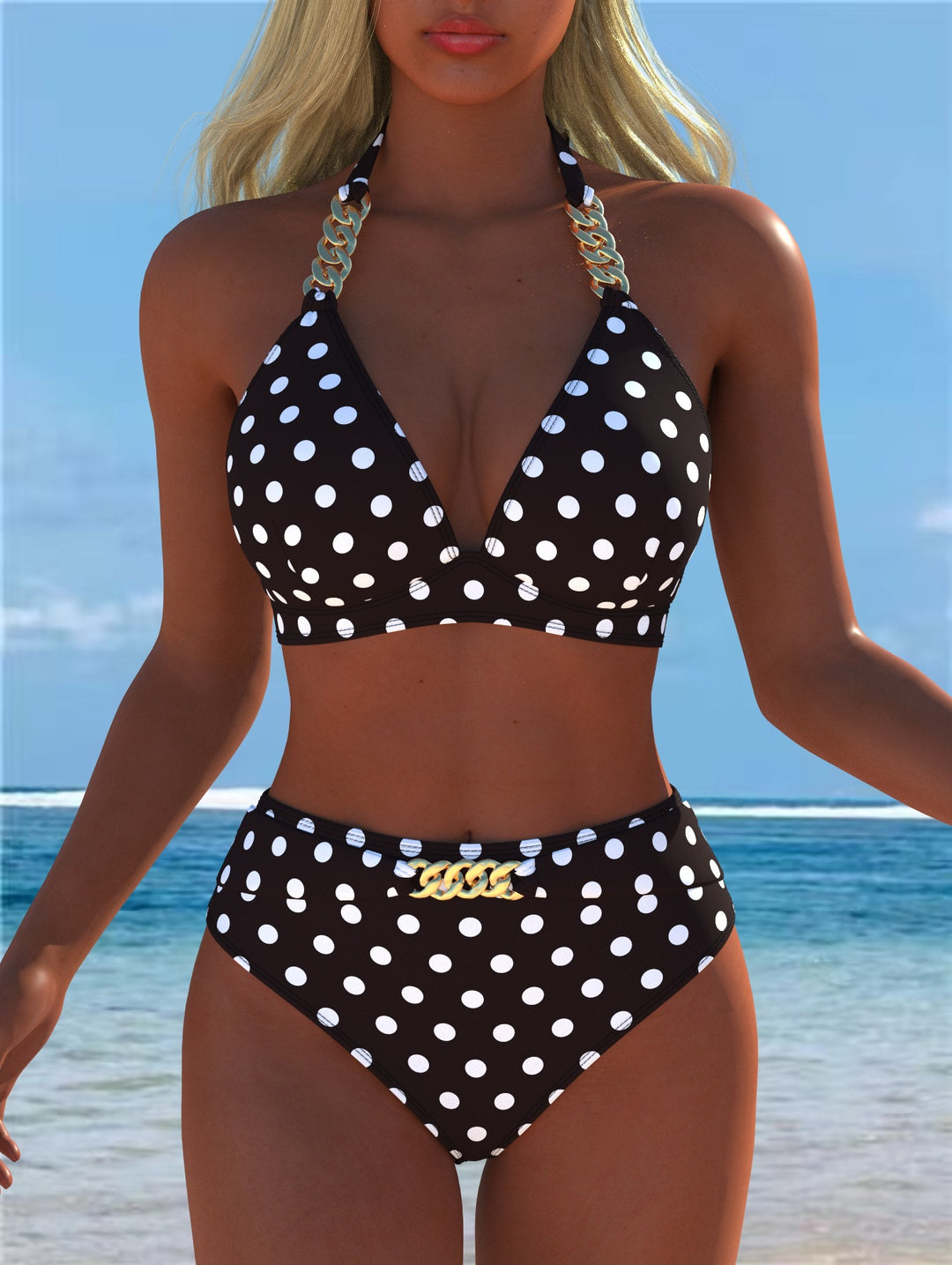 Damen Bikini mit luxuriösem Marmormuster und edlen Details EB