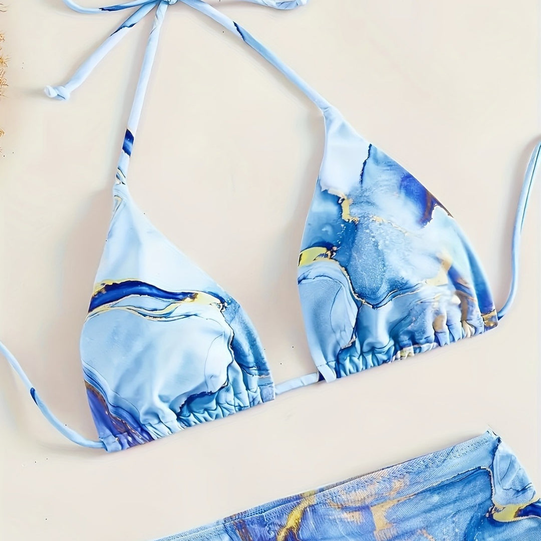Damen Triangel-Bikini mit modischem Wickelrock EB