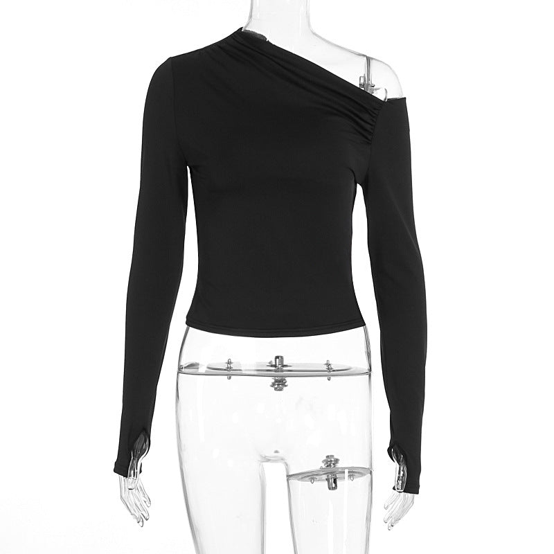 Damen Elegantes asymmetrisches Langarmoberteil EB