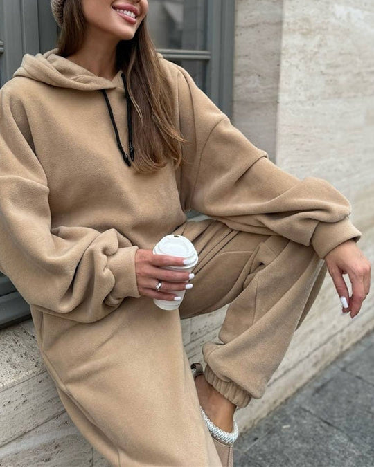 EB | Crew Polar Fleece Kapuzenpullover und Jogginghose Zweiteiliges Satz