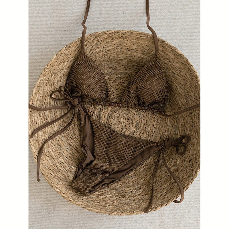 Damen Triangel-Bikini mit verstellbaren Trägern und dekorativem Knoten EB