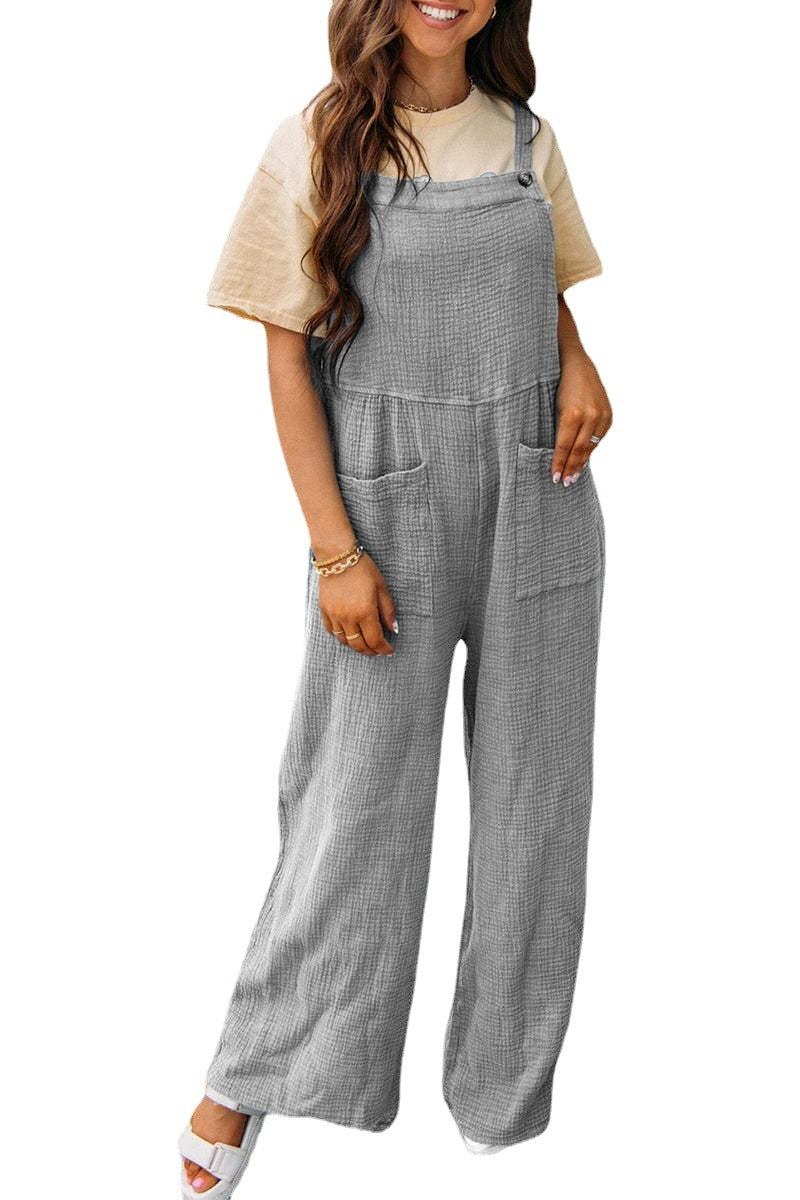 Damen lässiger Jumpsuit mit weitem Schnitt und praktischen Taschen EB