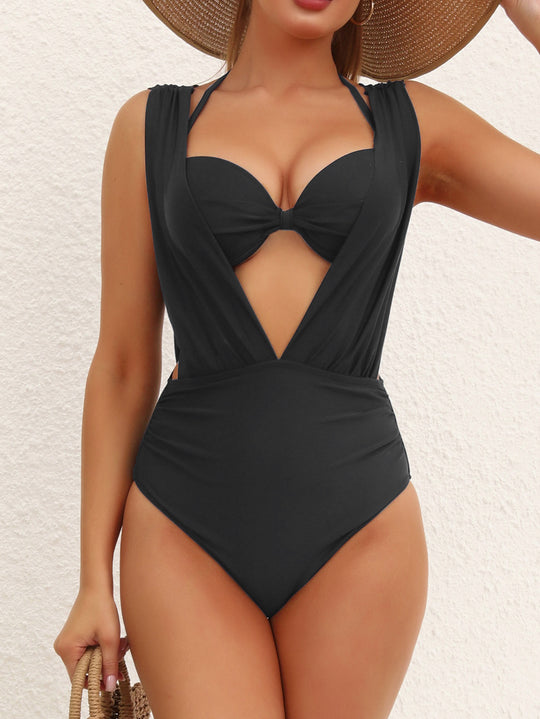 Damen Eleganter Einteiler Badeanzug mit raffiniertem Cut-Out EB