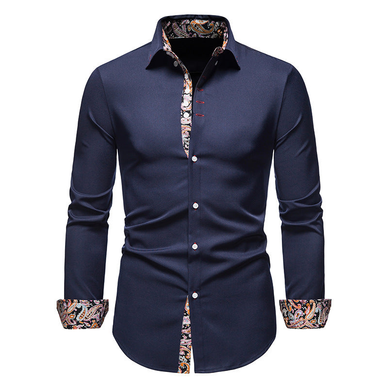 Herren Langarmhemd mit paisley-muster und eleganten Akzenten EB