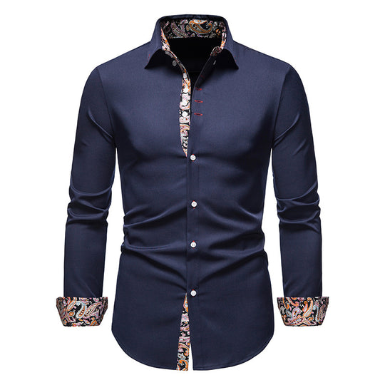 Herren Langarmhemd mit paisley-muster und eleganten Akzenten EB