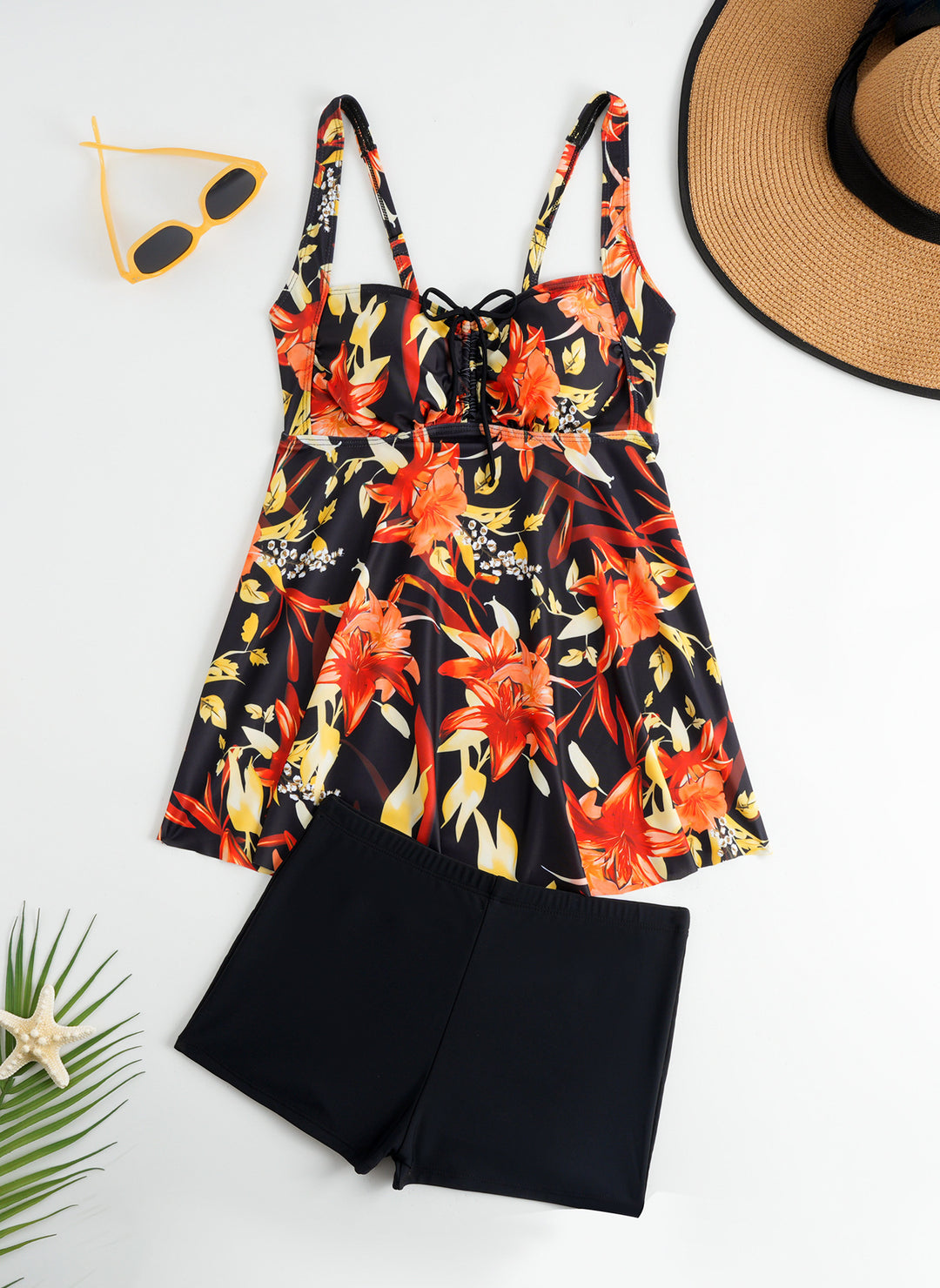 Damen Tankini mit floralem Oberteil und bequemen Shorts EB