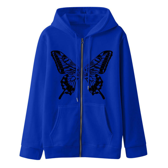 Damen Kapuzensweatjacke mit einzigartigem Schmetterlingsdruck EB