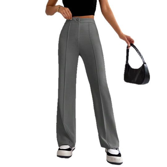Damen Elegante High-Waist Hose mit seitlichen Nähten und schmalem Schnitt EB