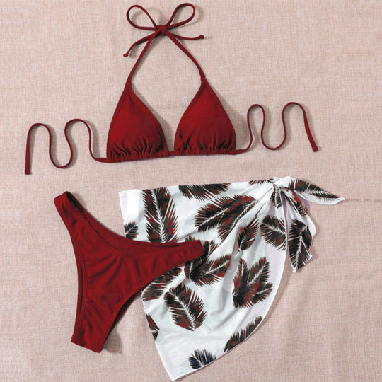Damen Triangel-Bikini mit gefüttertem Oberteil und elegantem Wickeltuch EB