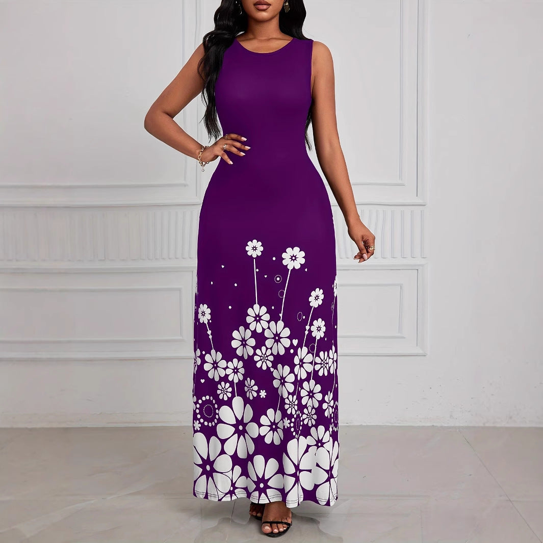 Damen Maxikleid mit floralem Muster und praktischen Seitentaschen EB
