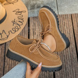 Damen modische Schnürschuhe mit robustem Profil und weichem Wildleder EB