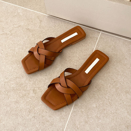 Damen Schnallen-Sandalen mit geflochtenem Riemendesign und rutschfester Sohle EB