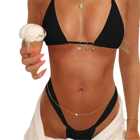 Damen Triangel-Bikini mit elegantem Knoten und hohem Beinausschnitt EB
