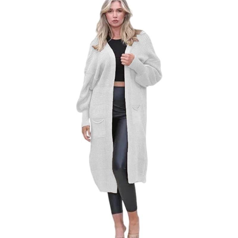 Damen Langarm-Strickcardigan mit edlem Strukturdesign und praktischen Taschen EB