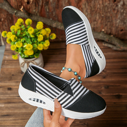 Damen Komfortable Freizeit-Sneaker mit modischem Streifenmuster EB