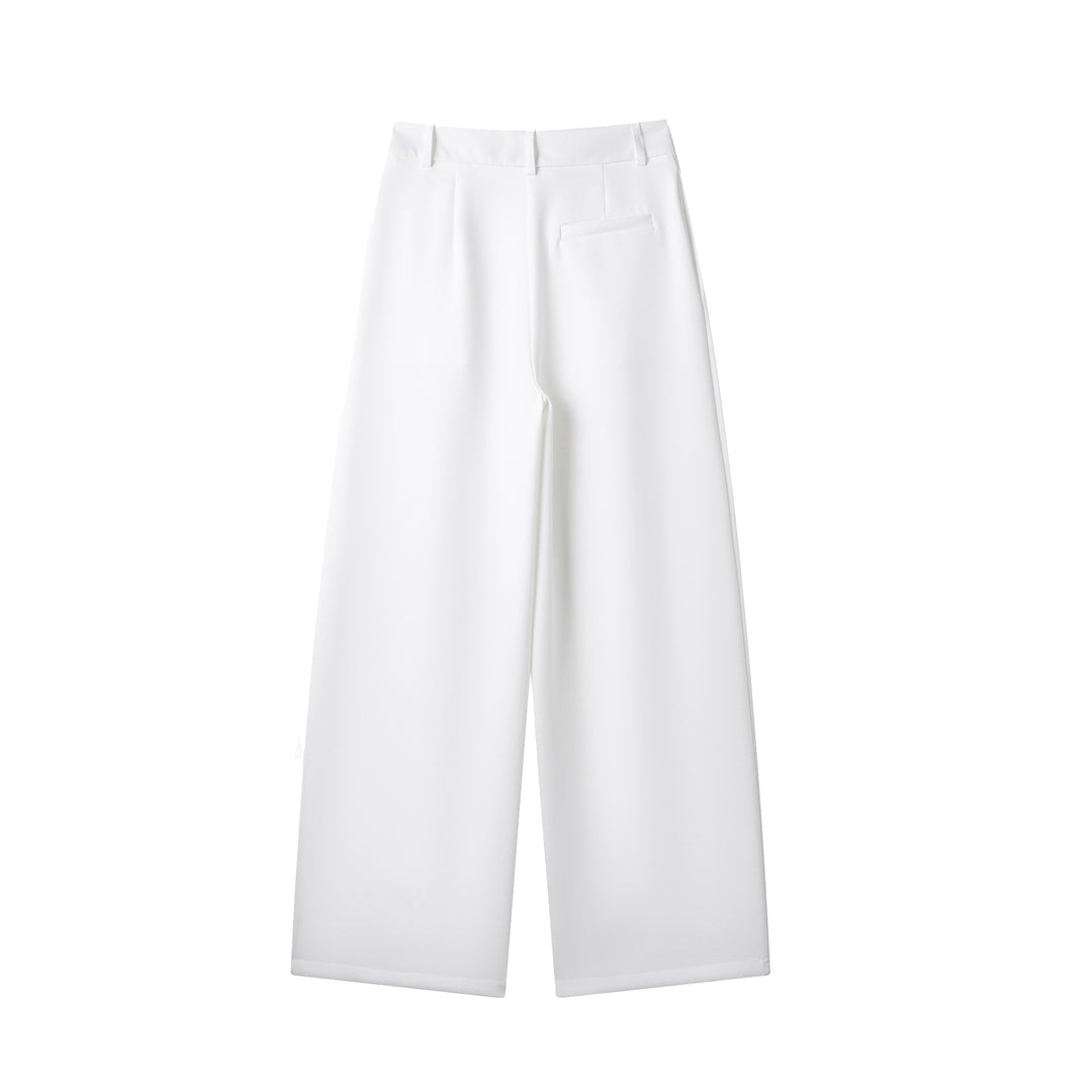 Damen weit geschnittene High-Waist-Stoffhose EB