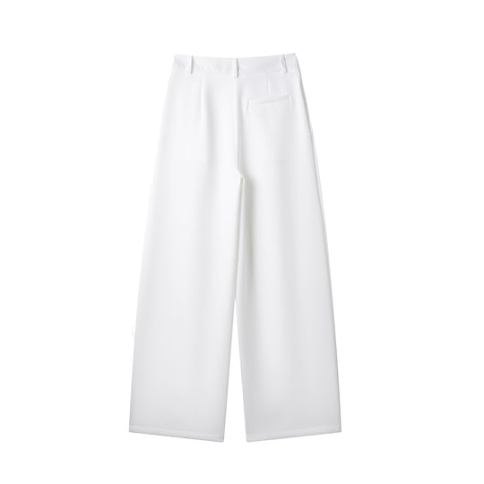 Damen weit geschnittene High-Waist-Stoffhose EB