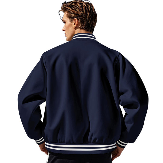 Herren sportliche Collegejacke mit hochgeschlossenem Kragen und klassischen elastischen Bündchen EB