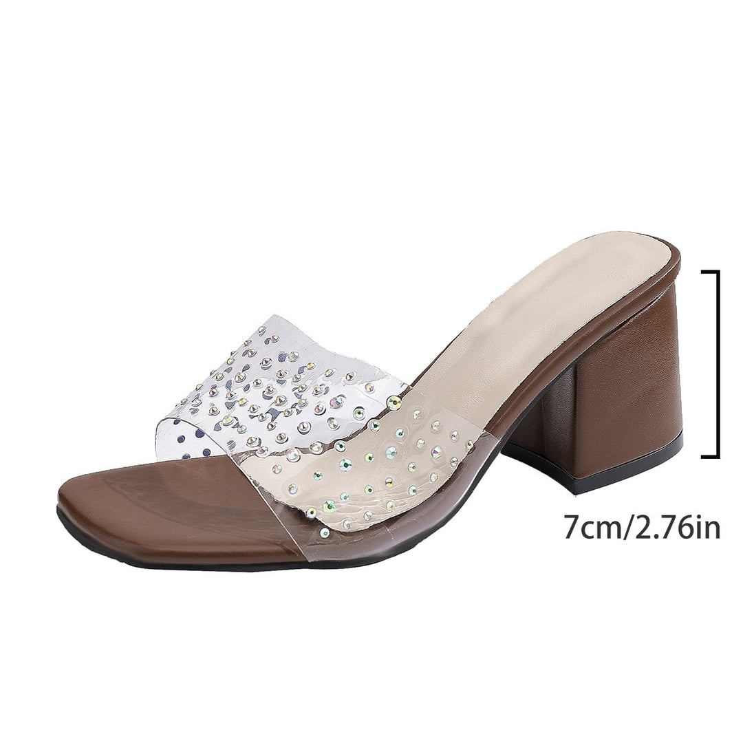 Damen Sandalen mit transparentem Riemchen und funkelnden Strass-Akzenten EB