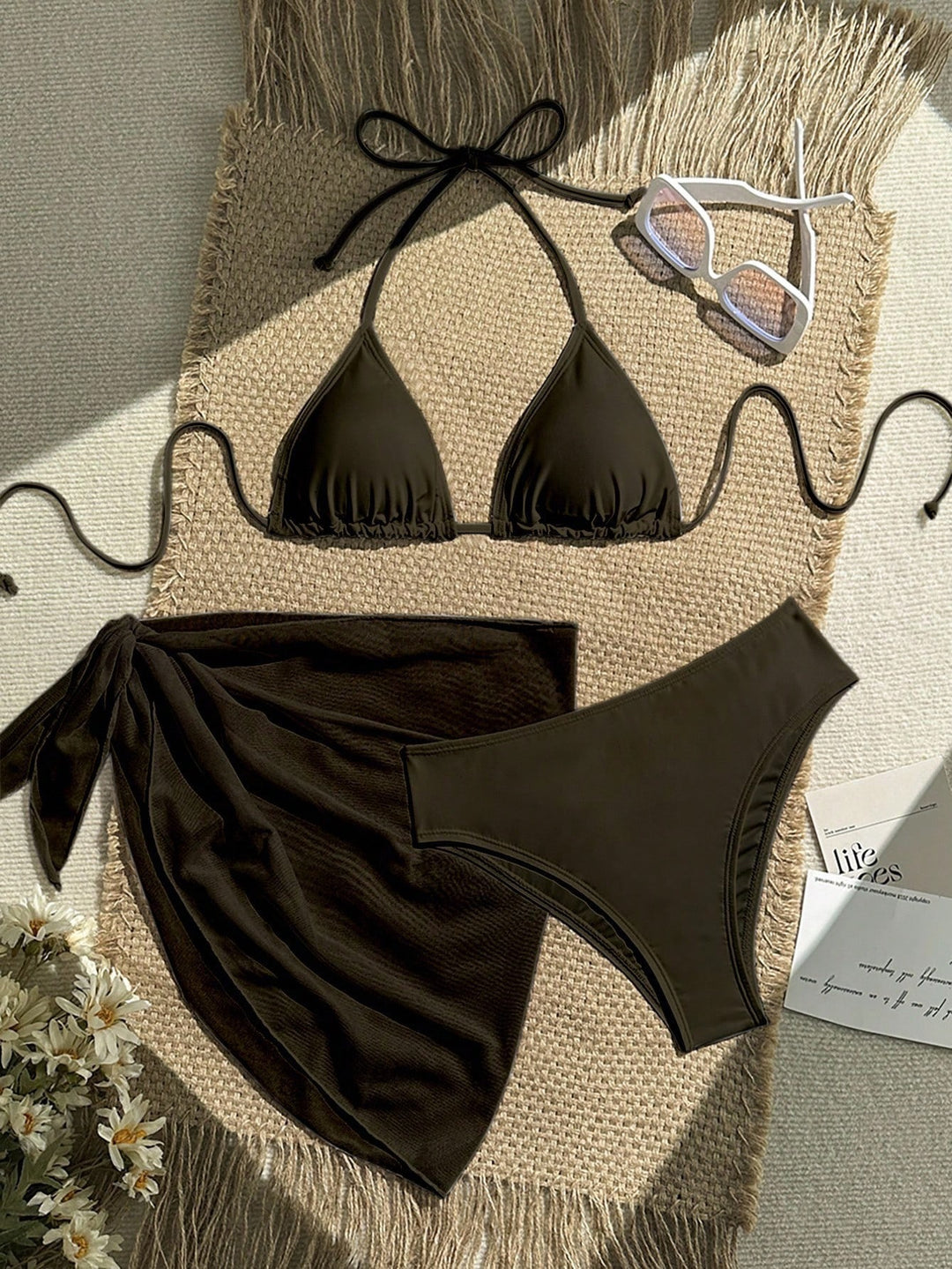 Damen Triangel-Bikini mit Wickeltuch und verstellbaren Trägern EB