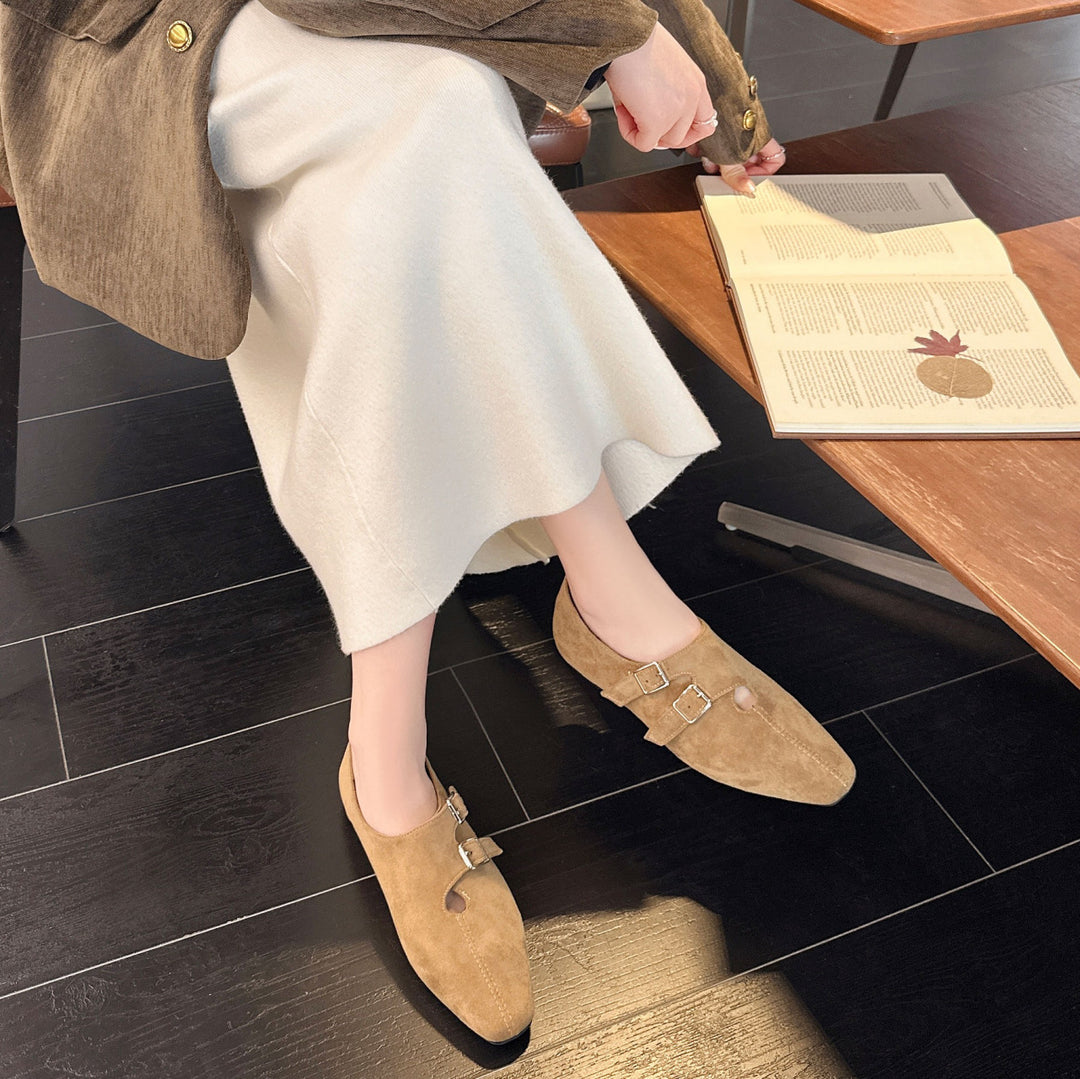 Damen elegante Mokassins mit dekorativen Schnallen EB