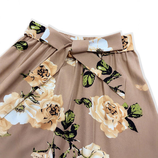 Damen Maxi-Rock mit floralem Muster und taillierter Schleife EB