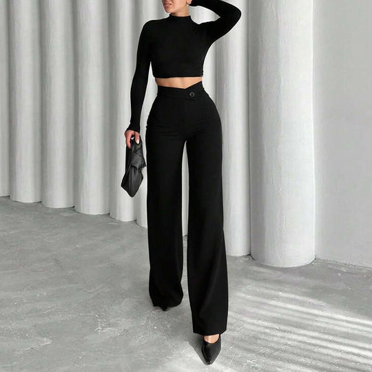 Damen High-Waist Palazzo-Hose mit weitem Bein und tailliertem Bund Eichborn Berlin
