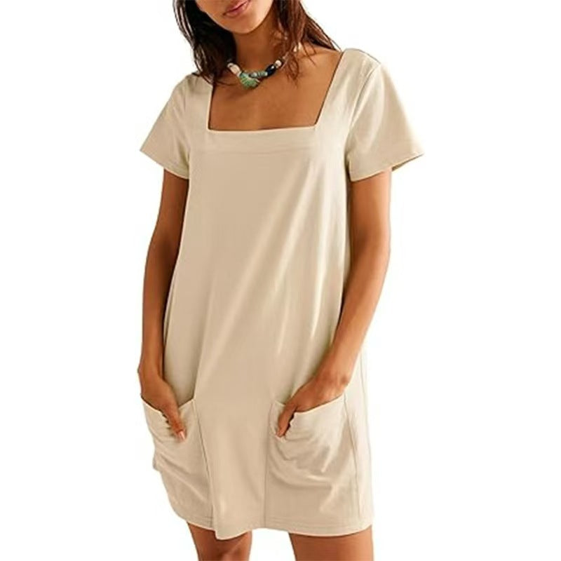 EB | Freizeitkleid mit quadratischem Ausschnitt und Tasche