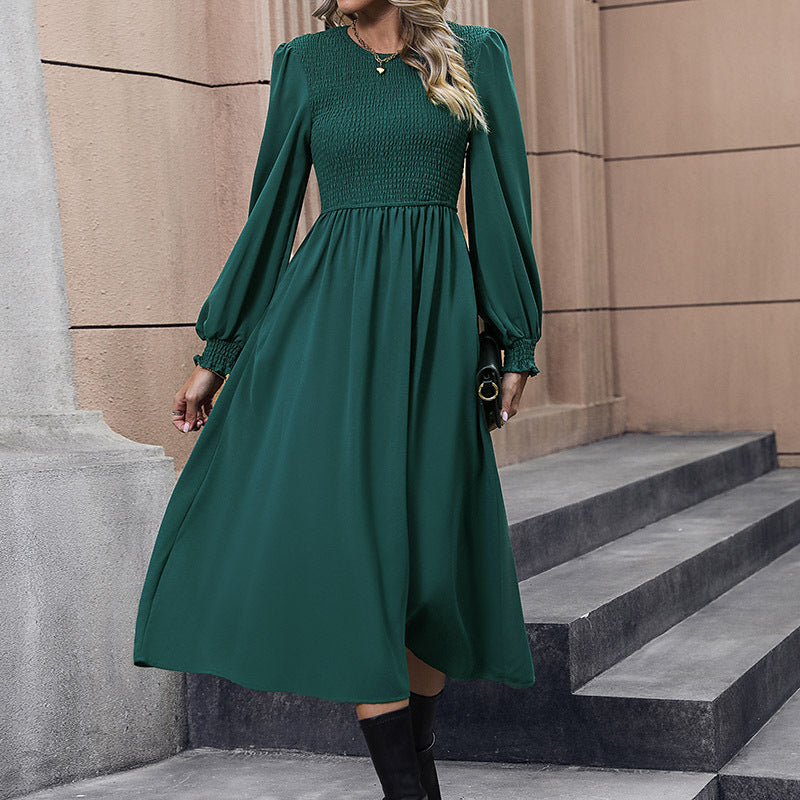 Damen Midi-Kleid mit elegantem Halblangen Schnitt und Raffungsdetails EB