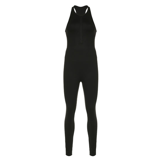 Damen Sportlicher einteiliger Bodysuit mit hohem Kragen und Reißverschluss EB