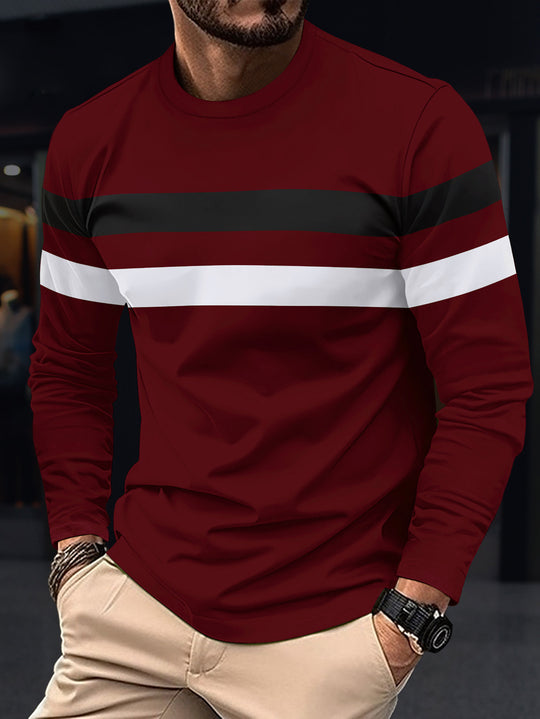 Herren modisches Langarmshirt mit sportlichen Streifen EB