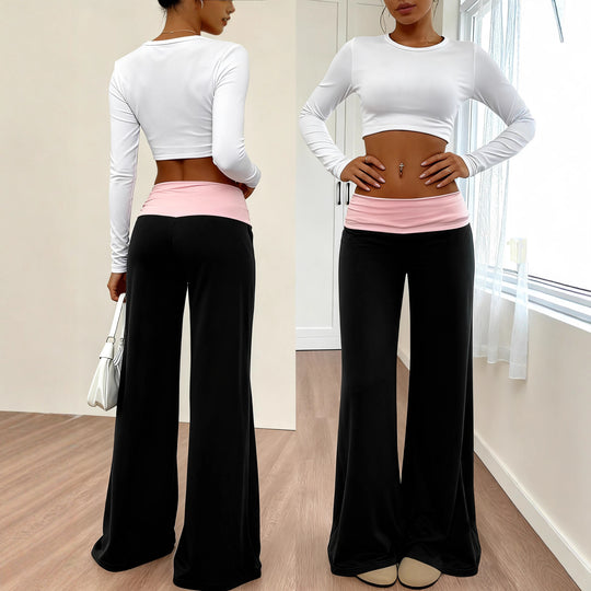 Damen Hochwertige Sporthose mit weitem Bein und Miditaille EB